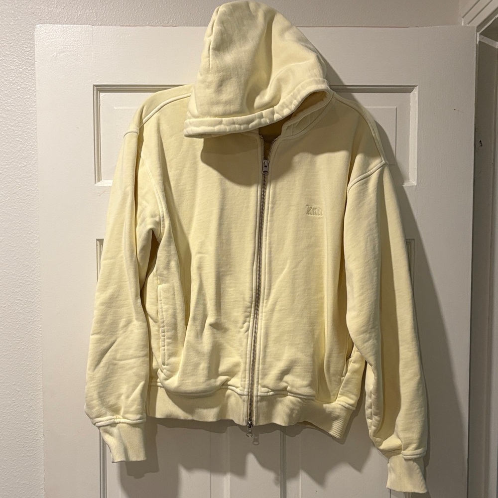Kith Pale Yellow Full Zip Hoodie Sweatshirt